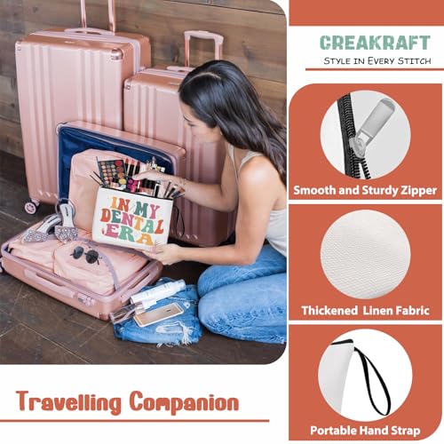 Creakraft 'In My Dental Era' Linen Makeup Bag for Dental Professionals & Fans