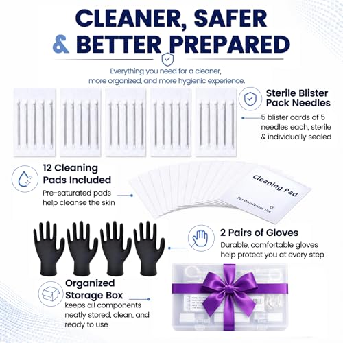 Zygc 48Pcs Body Piercing Tool Kit with Jewelry Grabber, Needles, Clamps & Storage Box
