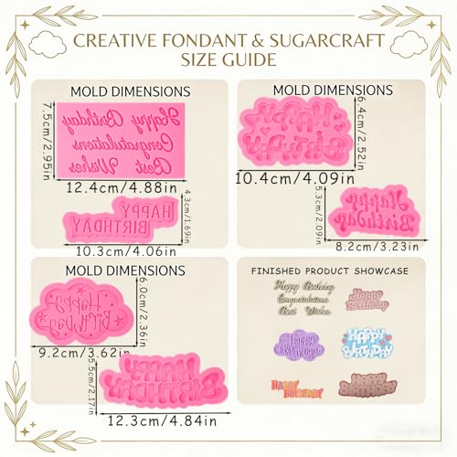 Happy Birthday Silicone Letter Molds - 6 Pack Food Grade