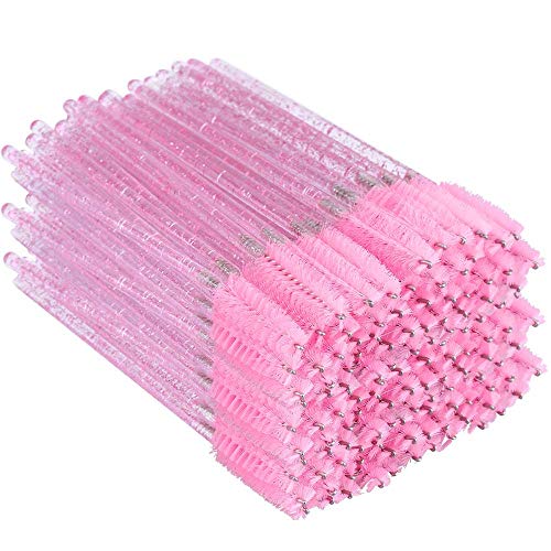 G2PLUS 500PCS Pink Eyelash Mascara Brushes Spoolies Applicator Wands