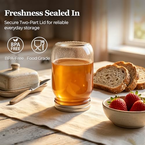 ComSaf 16 oz Mason Jars with Lids - 3 Pack Canning Jars