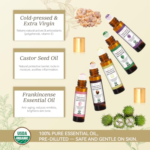 Cocurb Organic Castor & Frankincense Eye Serum with Quartz Roller (5 Pack)