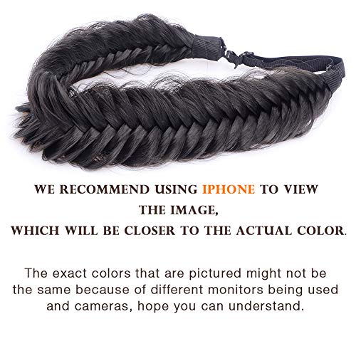 DIGUAN Wide Fishtail Braided Headband, Synthetic Chunky Plaited Hairpiece