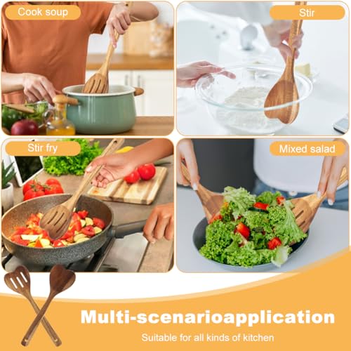 Heart Shaped Wooden Spoon Set - 2pcs Acacia Cooking Utensils