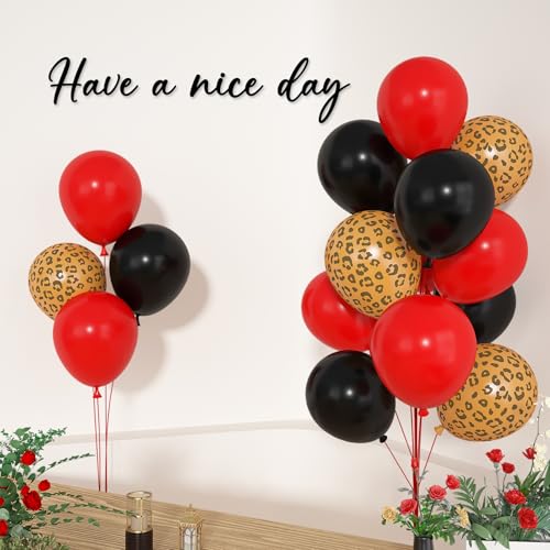 72pcs Red & Black Cheetah Print Balloons for Parties