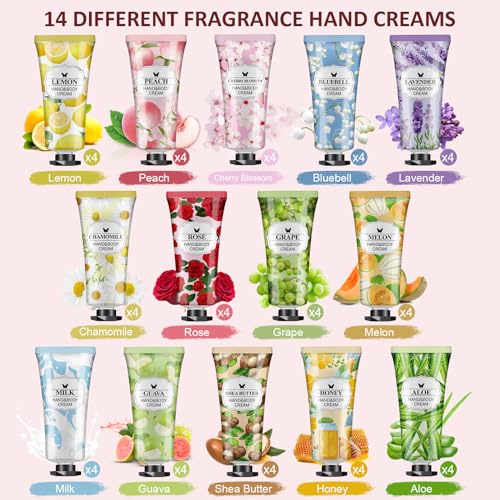 VESPRO 56-Pack Mini Hand Cream Gift Set, Moisturizing Travel Lotion for Women