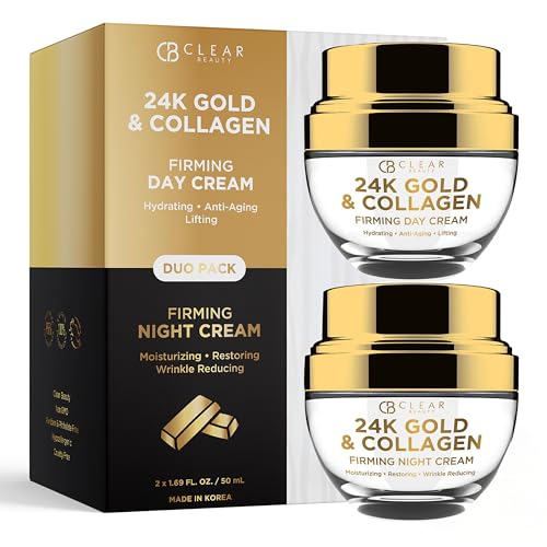 Clear Beauty 24K Gold & Collagen Face Moisturizer - Anti-Aging Duo Pack