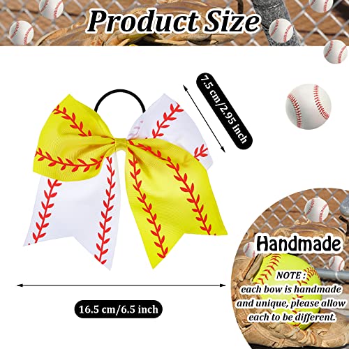 WILLBOND Yellow Baseball Hair Bows - 10-Pack 6.5 Inch Ponytail Holders