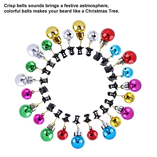 JOVITEC 24-Piece Christmas Beard Ornaments Set with Bells & Clips