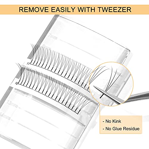 QUEWEL 3D Volume Lash Extensions Premade Fans 8-15mm C Curl 1 Pack of 120 pcs