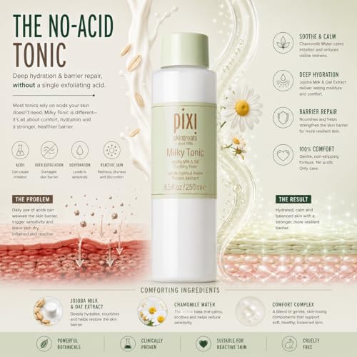 Pixi Milky Tonic Hydrating Facial Toner with Jojoba Milk, 3.4 fl oz