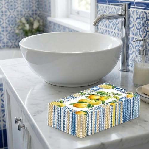 Lemon Disposable Paper Napkins - 100 Pack, 4.3 x 7.8 Inches