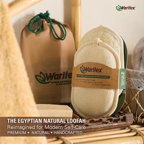 Waritex Organic Egyptian Loofah Oval Exfoliating Body Scrubbers - 2 Pack