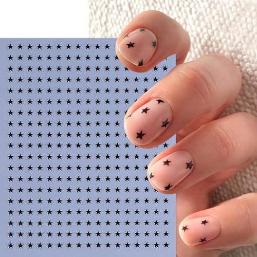 6 Sheets Self-Adhesive Star Nail Art Stickers - 3D Glitter Designs