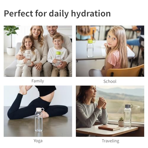 emoi 15oz Kids Water Bottle - Clear, Leak-Proof, BPA-Free