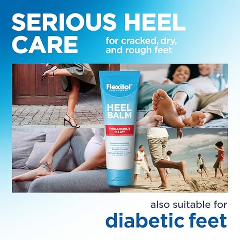 Flexitol Heel Balm, Cracked Heel Cream & Foot Balm, Intensive Hydration for Dry, Rough Feet & Heels, Urea-Based Moisturizing Cream, 4 oz Tube