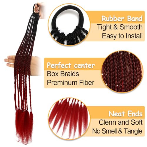 24-Inch Braided Ponytail Extensions - Synthetic Box Braid Hair Ties (2 Pack)