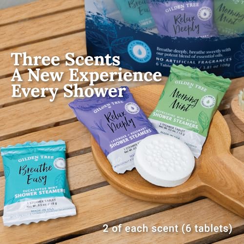 GILDEN TREE Shower Steamers Variety Pack with 3 Aromatherapy Scents - Sinus Relief & Relaxation, Made in USA
