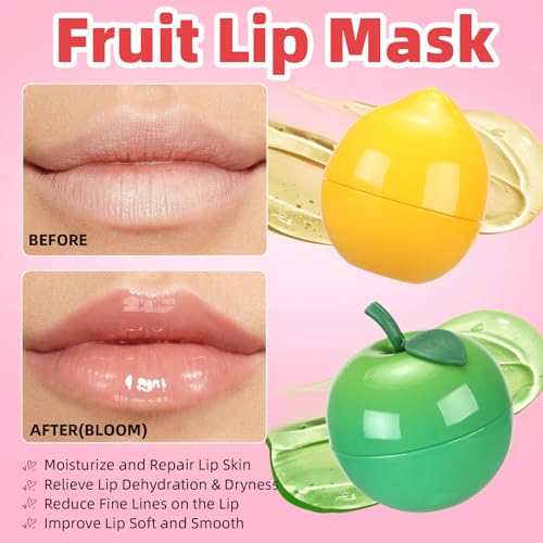 8 PCS Bee Fruit Lip Balm & Mask Set for Teens - Natural Moisturizing