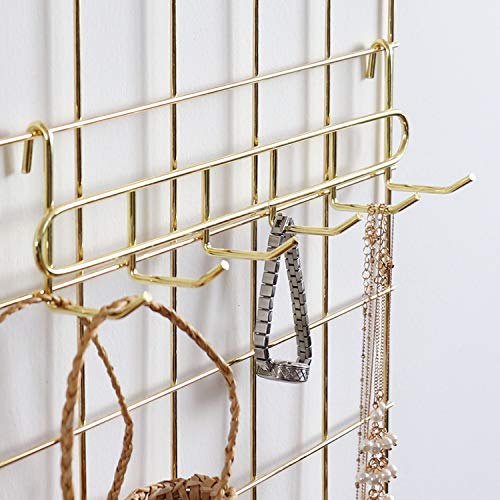 Gold Wall Grid Hooks Rack - 2 Pack for Organizing & Display