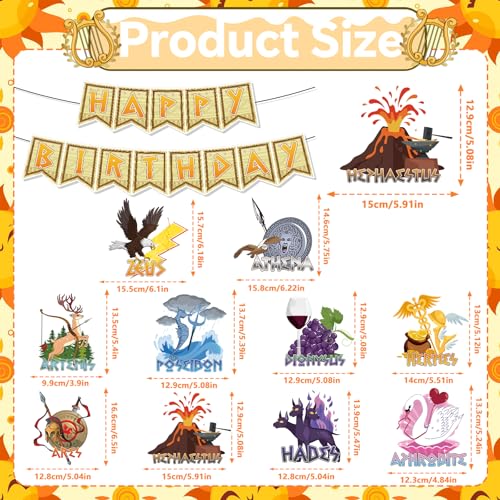 Greek Mythology Birthday Party Decoration Set - 14 PCS Banners & Swirls