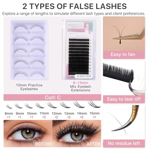 Eyelash Extension Training Kit for Beginners with Mannequin Head