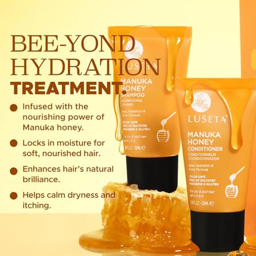 Luseta Manuka Honey Shampoo & Conditioner Set Hydrate & Repair for Dry and Dull Hair Adds Shine & Restore Softness Moisturizing for Damaged Hair 1.01 fl oz*2