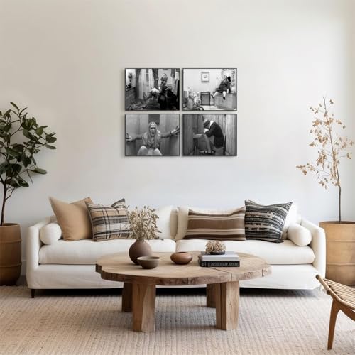 Funny Bathroom Wall Art Set of 4 - Black & White Vintage Prints