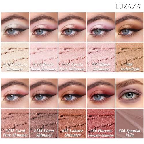LUXAZA 10PCS Waterproof Metallic Eyeshadow Stick - Neutral Champagne Pink