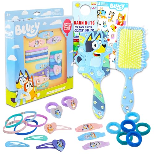 Bluey Hair Accessories Set for Girls - Brush, Clips, Barrettes & More