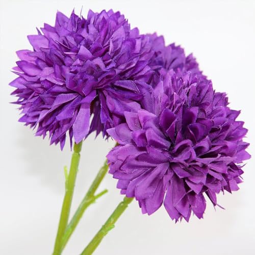 12 Pcs Purple Artificial Ball Chrysanthemum Bouquet for Decor