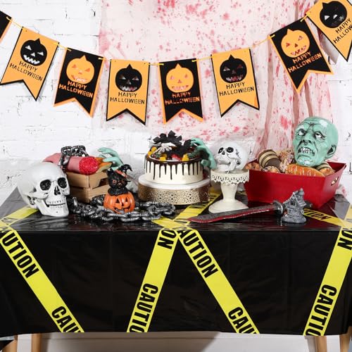 Irenare 3-Pack Halloween Construction Party Tablecloths 54x108