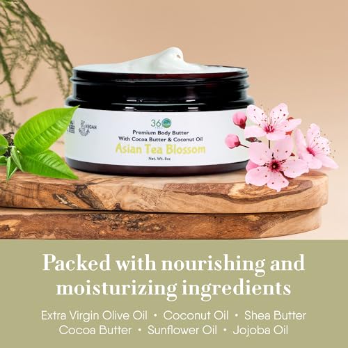 360Feel Asian Tea Blossom Body Butter, Shea & Cocoa Butter, 8 oz