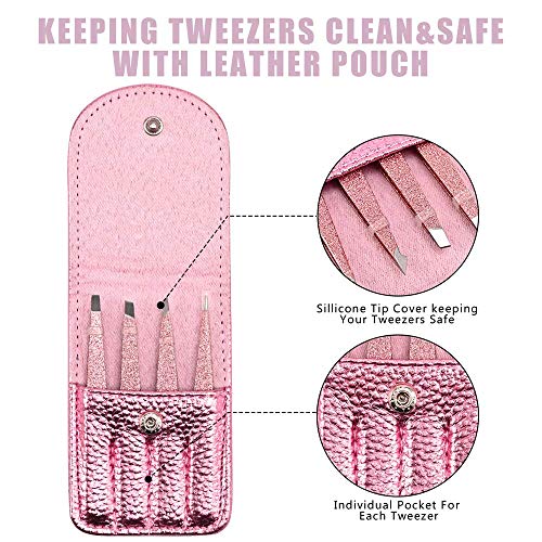 Professional Eyebrow Tweezer Set – 4 Pcs Stainless Steel Tweezers
