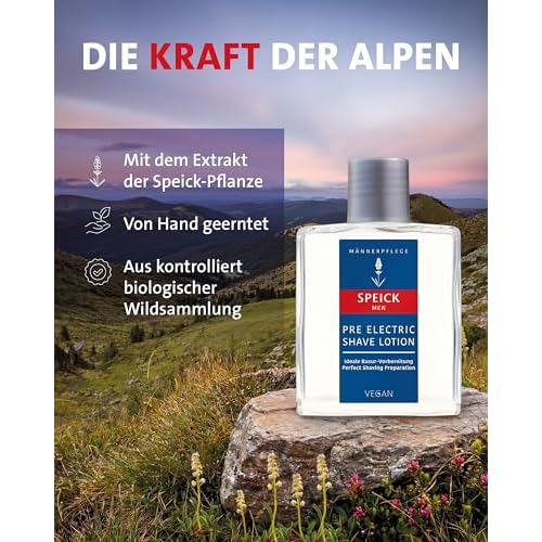 Speick Men Pre Electric Shave Lotion with Relaxing Lavender Oil and a Blend of Essential Oils, Natural Vegan Skin Care, 3.4 Fluid Ounces