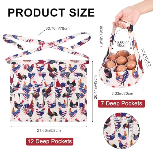 Egg Collecting Apron and Basket with 12 Pouches for Chickens