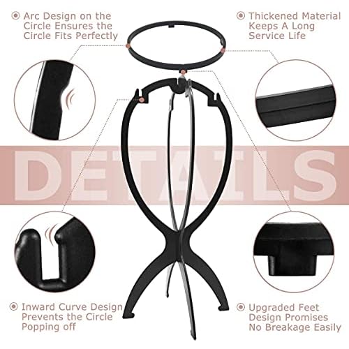 Dreamlover Wig Stand, Wig Head Stand, Wig Holder for Multiple Wigs, Black, 3 Pack