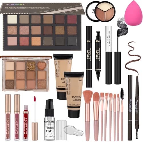 KAVCENT All-in-One Makeup Kit for Teens and Beginners, Complete Cosmetic Set