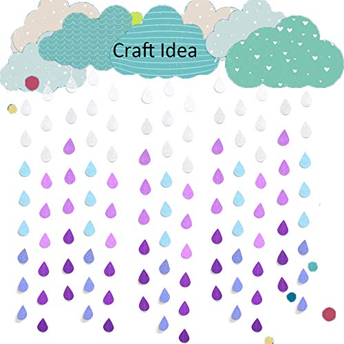 38ft Glitter Paper Raindrop Garland for Baby Shower & Party Decor