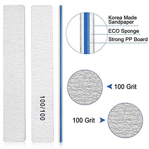 100/100 Grit Nail Files Set of 50 Professional Double Sided Reusable Emery Boards