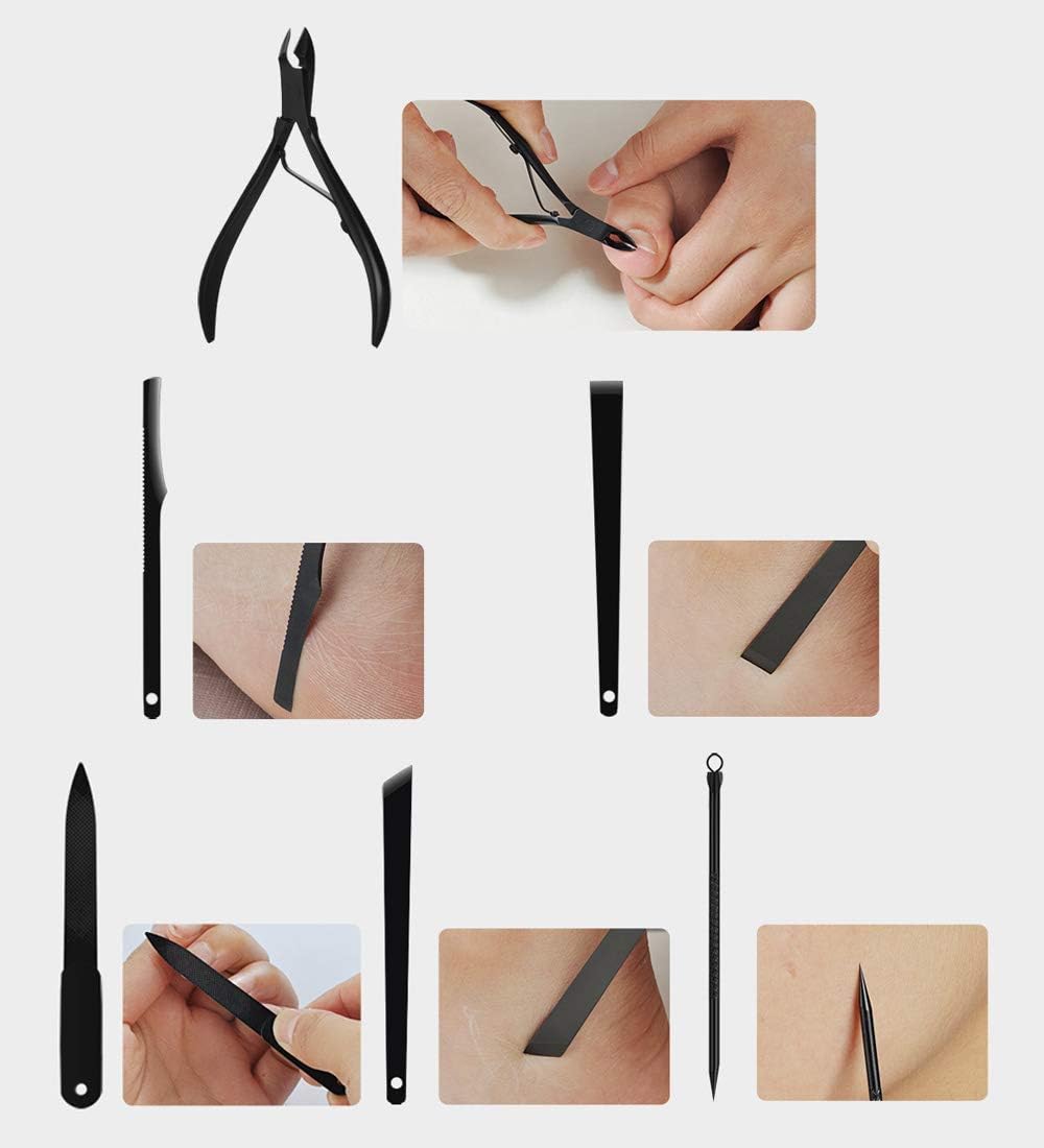 Nail Clippers Set - High Precision Stainless Steel Manicure & Pedicure Kit | Portable Black Case