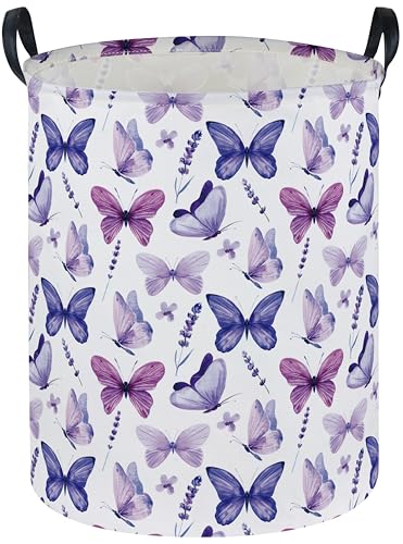 Purple Butterfly Laundry Hamper - Collapsible Storage Bin for Nursery & Home