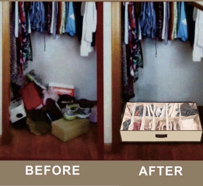Underbed Shoe Storage Organizer - 12-Cell See-Through Bag
