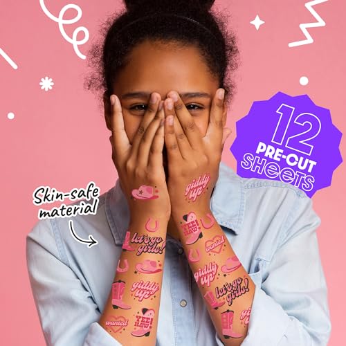 Big Dot of Happiness Rodeo Cowgirl Temporary Tattoos - Kids & Adults, 12 Sheets