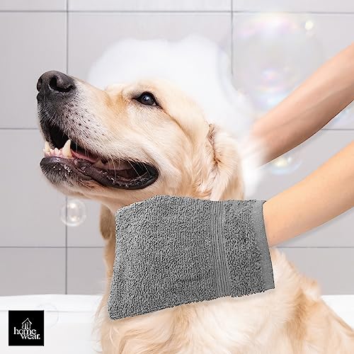 Homewear High Rise Stripe 6-Pack Wash Mitt Set Grey - Low Twist, Highly Absorbent