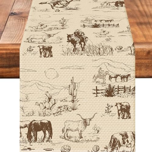 Worltoldb 13x72 Inch Linen Table Runner for Kitchen & Dining