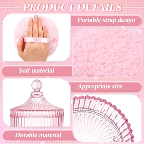 Extra Large Body Powder Container Set with Puff - Pink (2 Pcs)