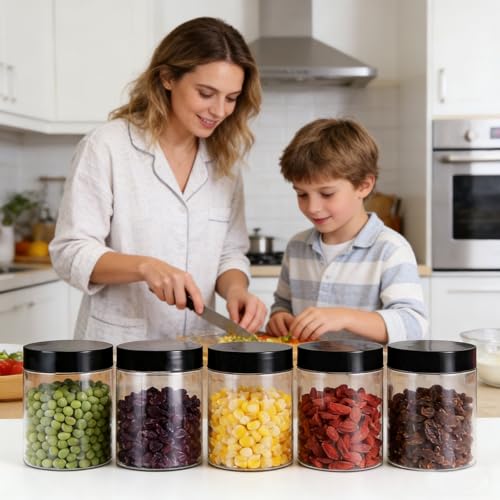 8oz Plastic Jars with Lids - 12 Pack Clear Storage Containers