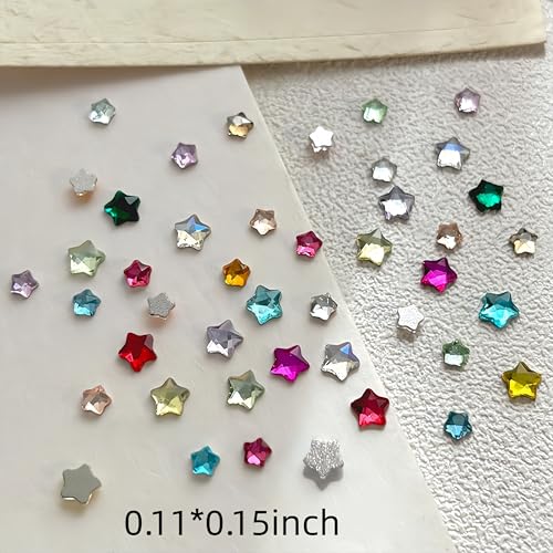 LRyssalia Style02 300Pcs Multi-Colored 3D Star Nail Charms & Rhinestones