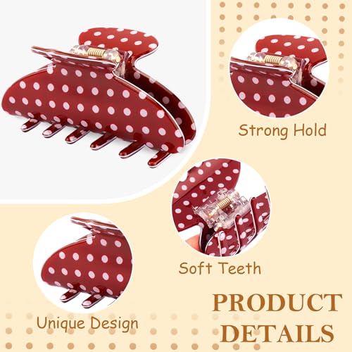 Vovii 6-Piece Polka Dot Hair Claw Clips for Thick and Fine Hair